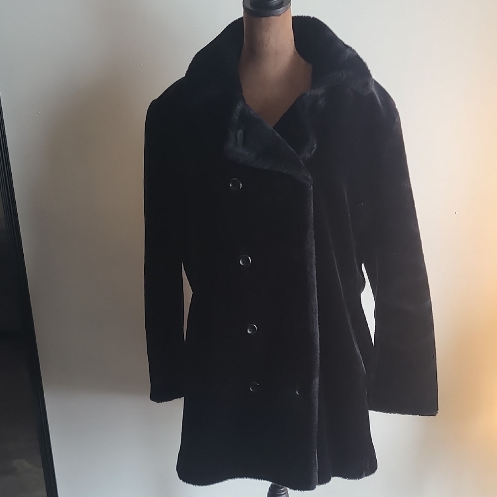 Vintage Express Black Faux Fur Teddy Jacket